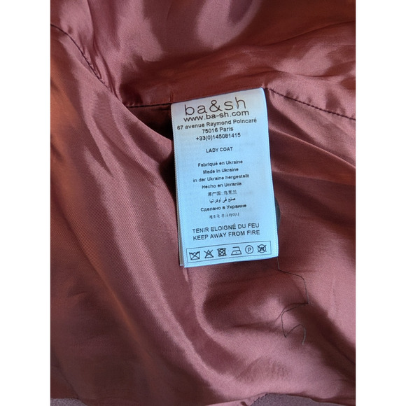 NWT Ba&sh Double Breasted Wool Coat Size 0 US 2 Pink Red - Picture 11 of 12